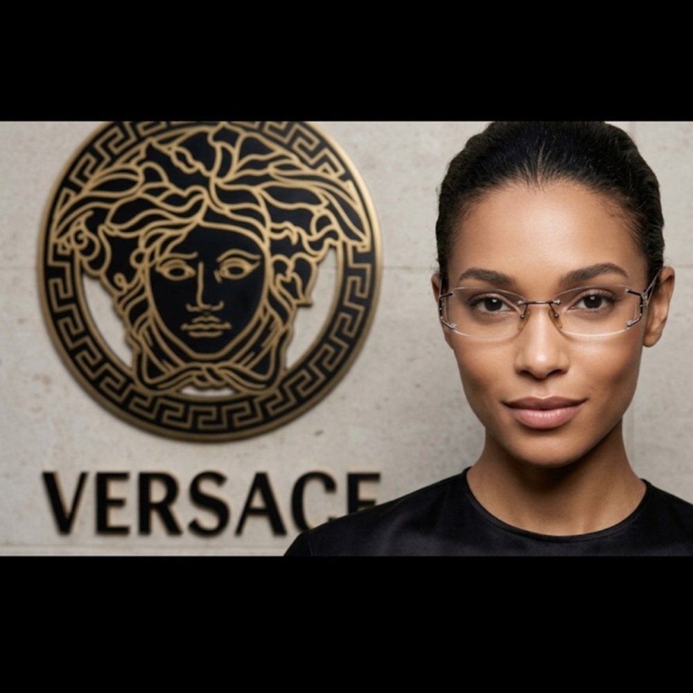 Gorgeous Authentic Versace luxury designer rimless prescription eyeglasses